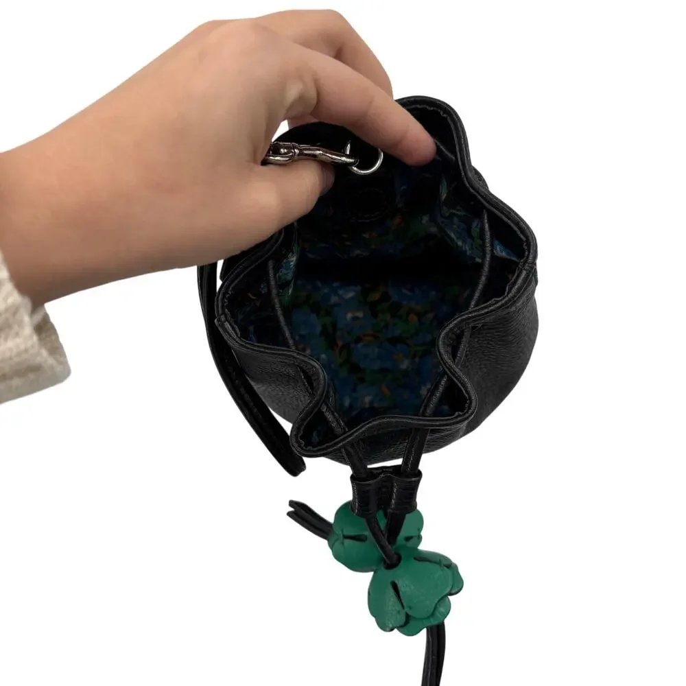 Coach petal black pebbled leather Tulip bucket bag Wristlet